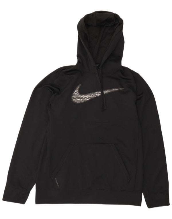 Moletom com capuz gráfico masculino NIKE Therma-Fit pequeno poliéster preto