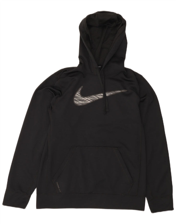Moletom com capuz gráfico masculino NIKE Therma-Fit pequeno poliéster preto