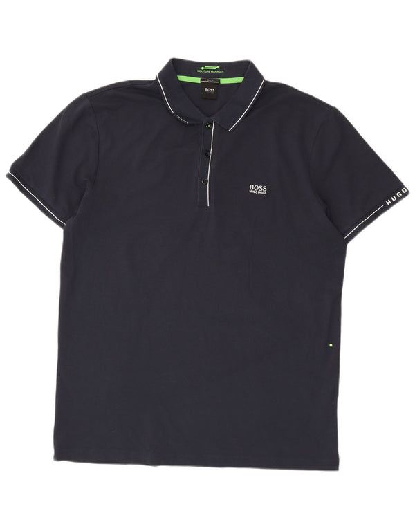 Camisa polo masculina Hugo Boss Slim Fit 2XL algodão azul marinho