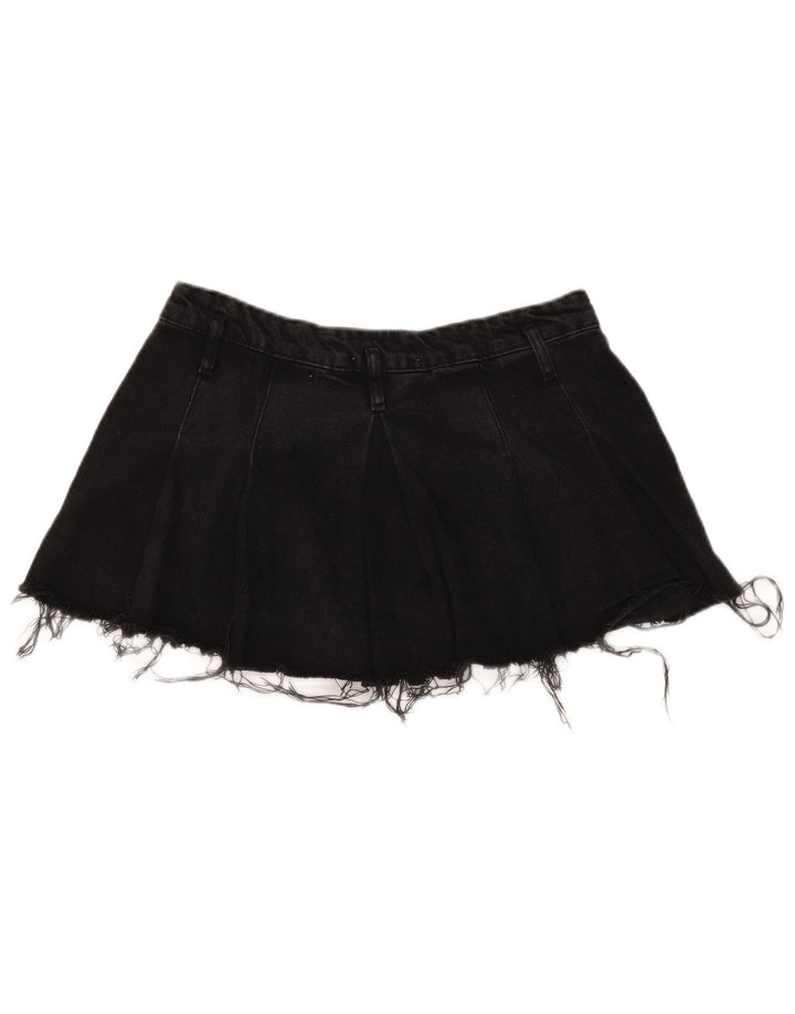 Mini saia jeans feminina Zara médio W32 algodão preto