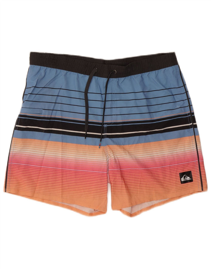 Shorts de natação masculino Quiksilver médio listrado azul