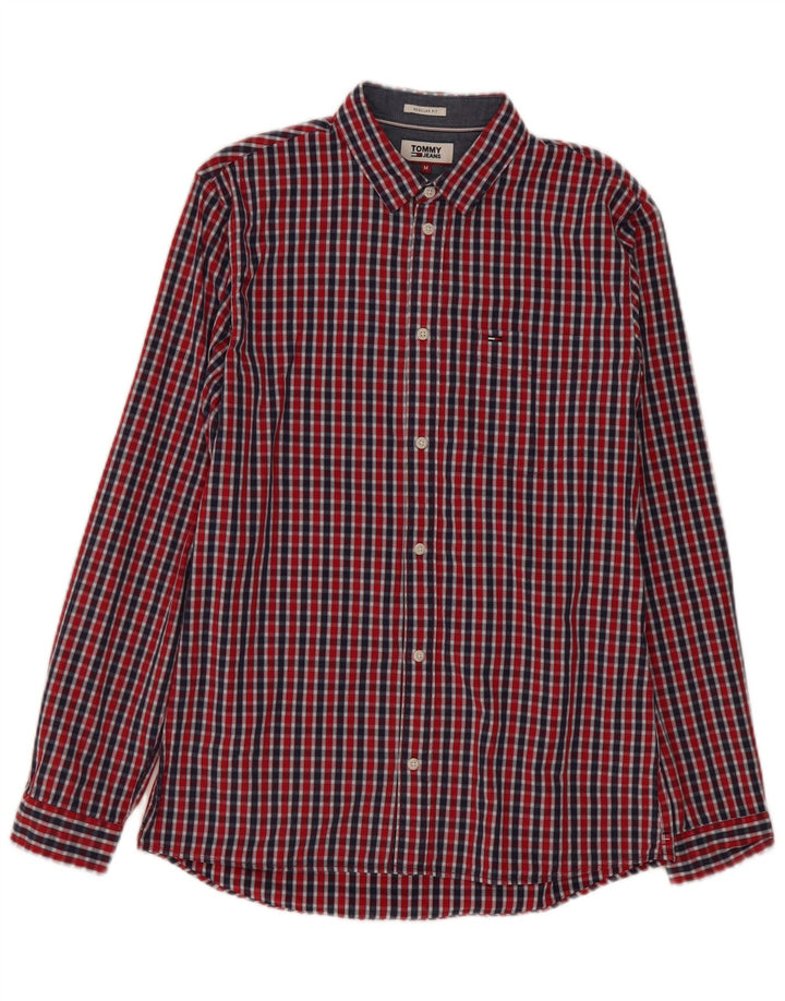 Camisa Tommy Hilfiger Masculina Regular Fit Médio Algodão Xadrez Vermelho