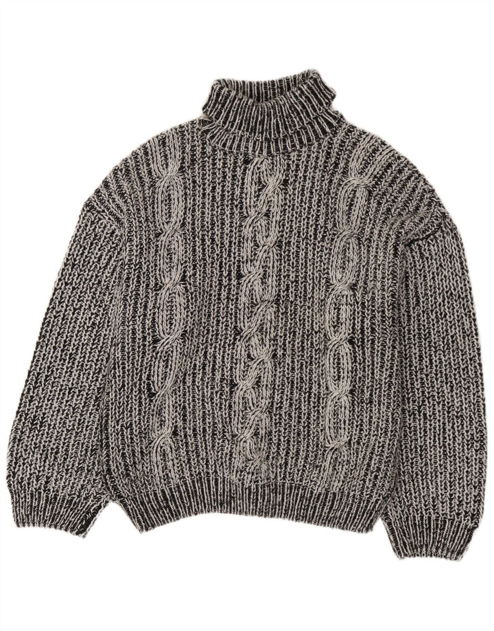 Suéter masculino vintage com gola redonda XL cinza