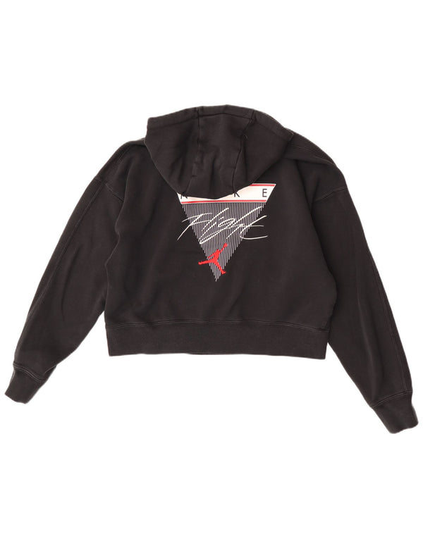 Jordan Womens Crop Graphic Standard Fit Hoodie Jumper Reino Unido 14 Médio Preto