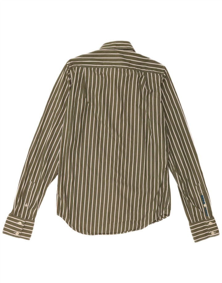 Camisa masculina SUPERDRY de algodão listrado cáqui médio