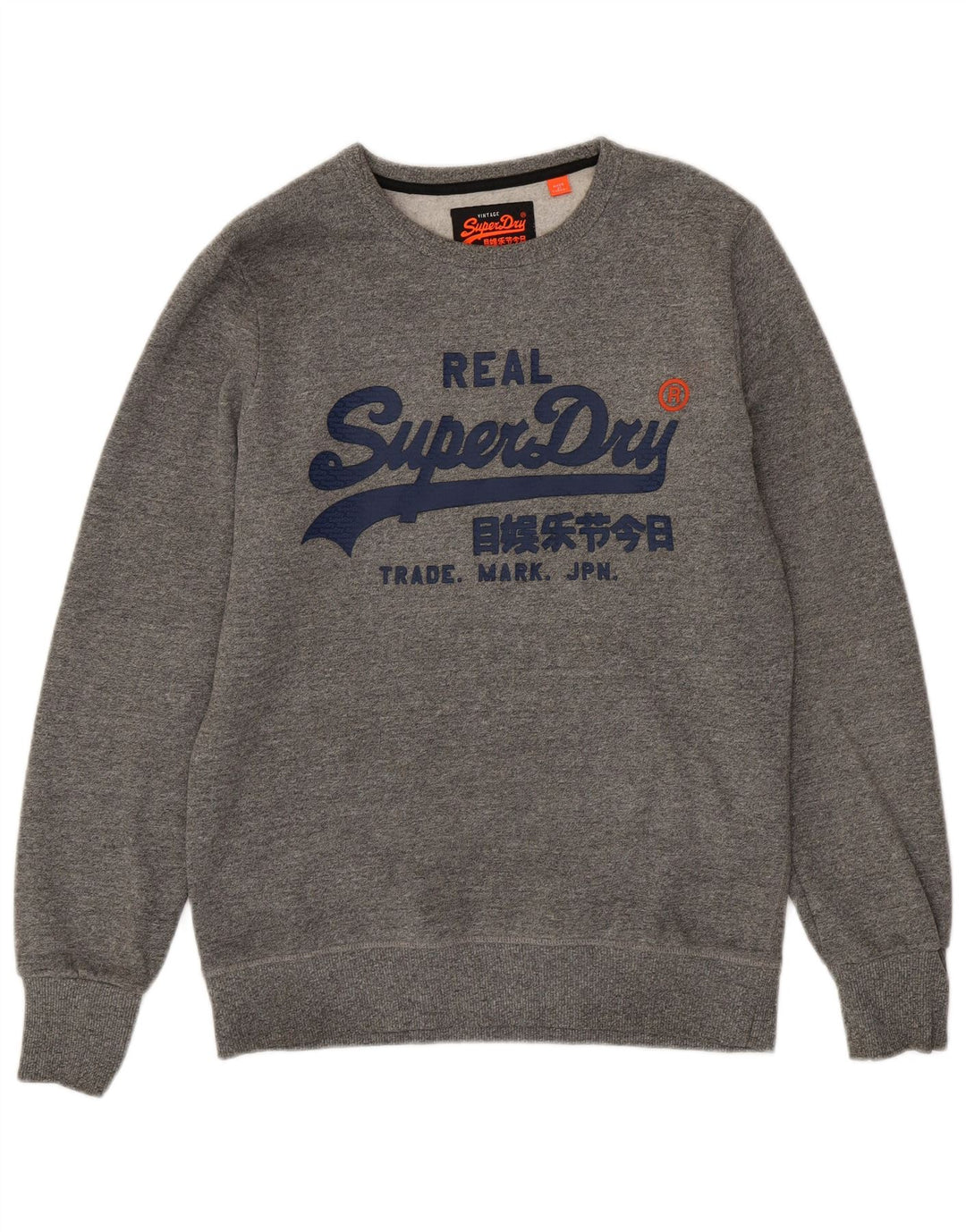 SUPERDRY moletom gráfico masculino jumper grande algodão manchado cinza