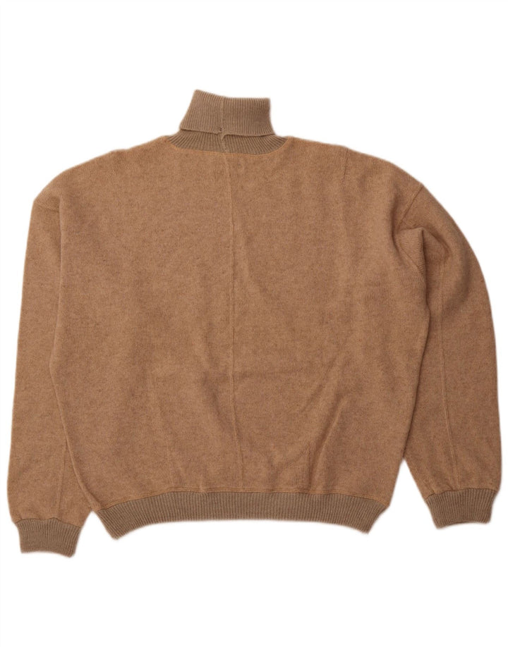 Suéter feminino VINTAGE com gola alta e gola redonda Reino Unido 18 XL lã bege