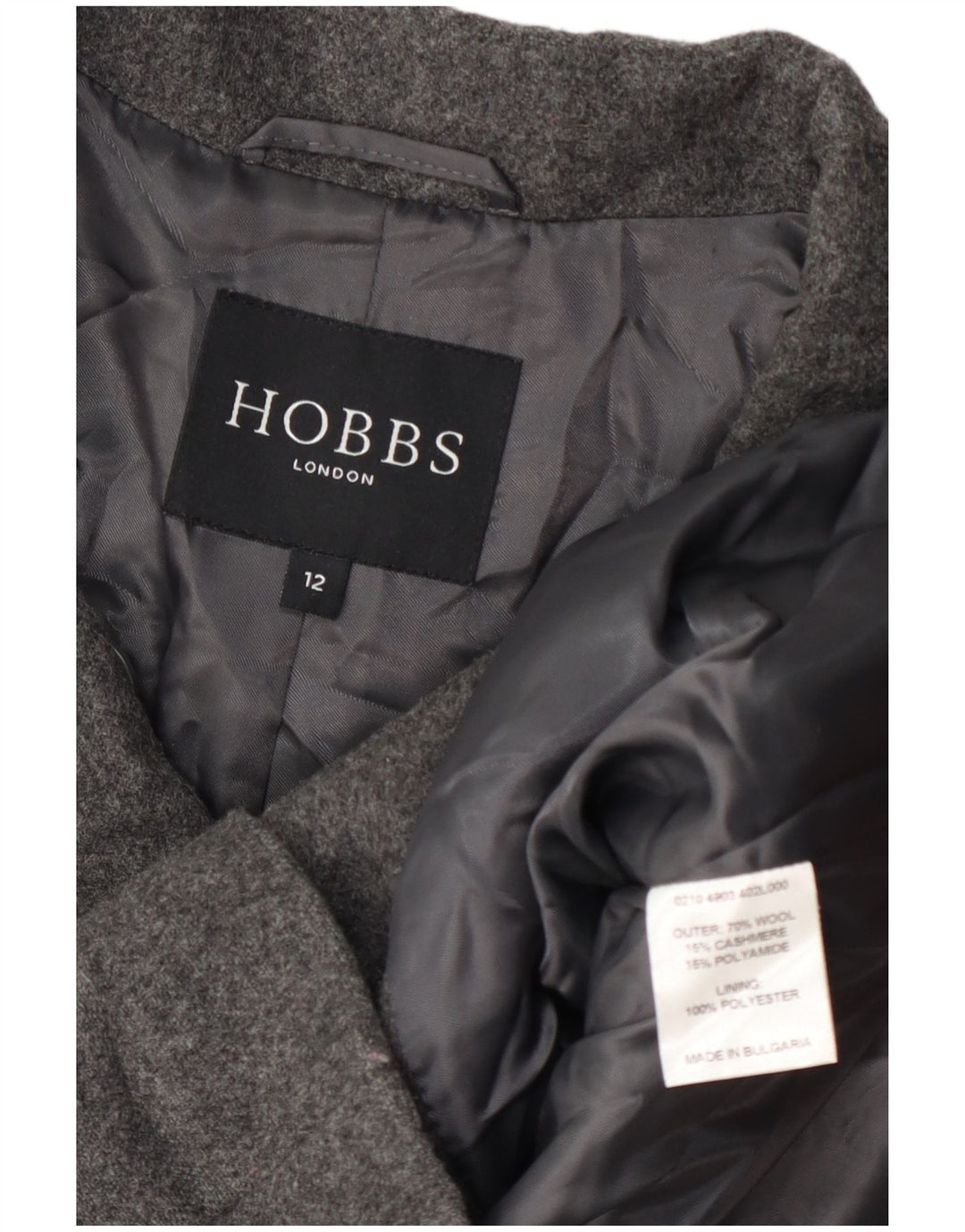 Casaco feminino Hobbs Pea UK 12 lã cinza médio