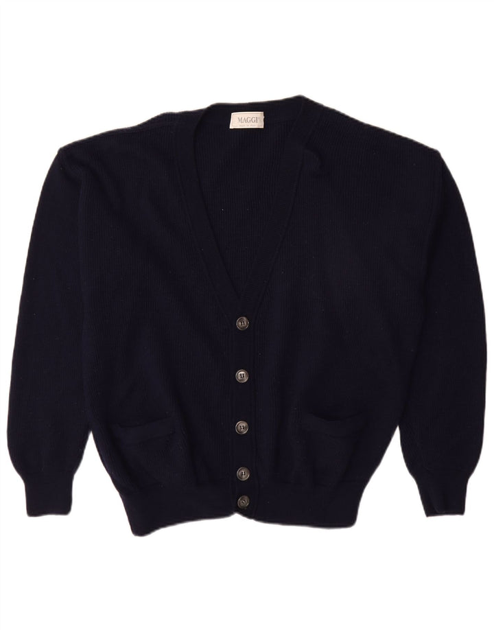 Suéter cardigã masculino VINTAGE médio azul marinho lã nova