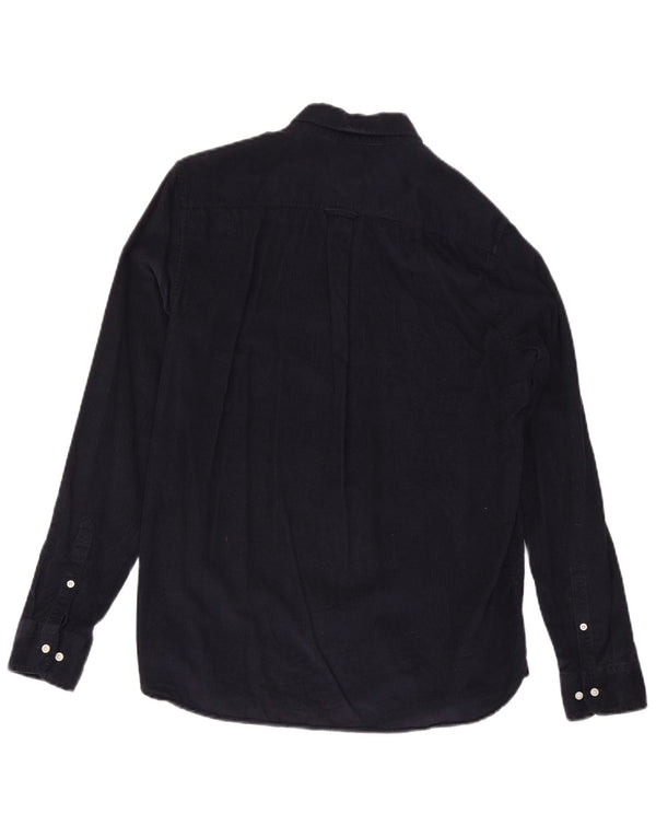 Camisa masculina Superdry de veludo cotelê grande algodão azul marinho