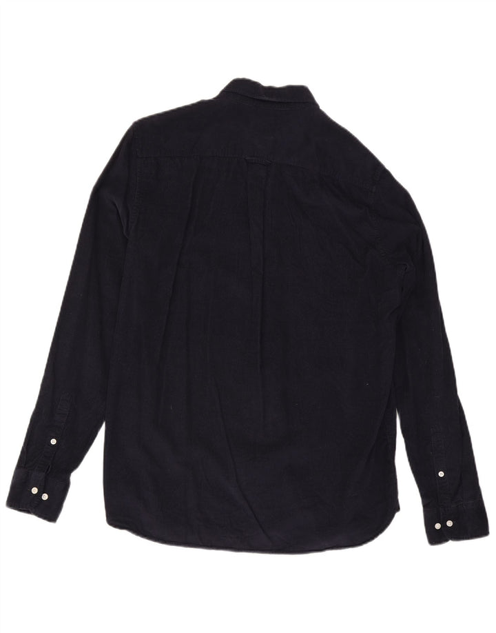 Camisa masculina Superdry de veludo cotelê grande algodão azul marinho