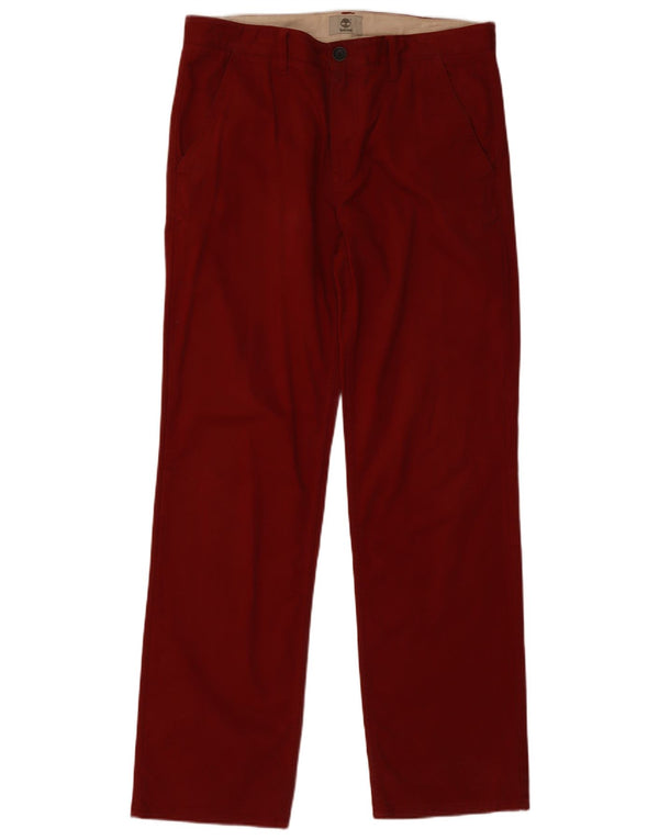 Calças chino retas masculinas Timberland W34 L31 algodão borgonha