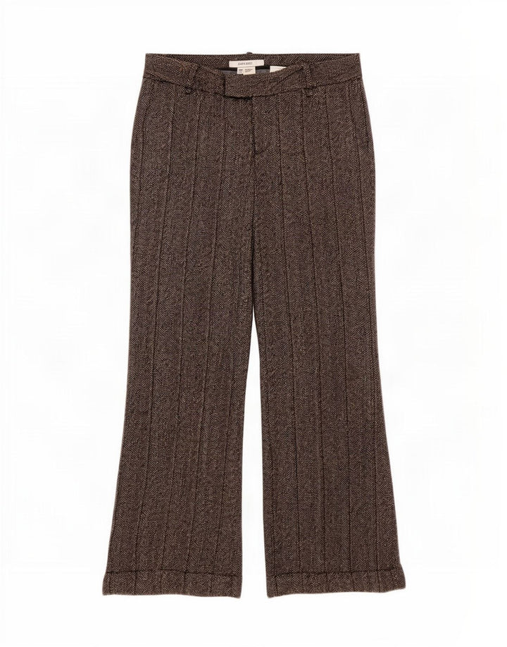 Zara Calça feminina casual bootcut EU 40 Médio W30 L30 cinza espinha de peixe