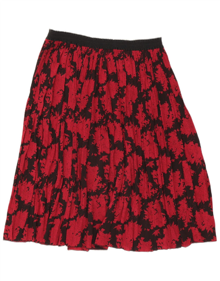 Saia feminina vintage linha A W30 poliéster floral vermelho médio