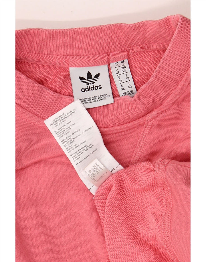 ADIDAS Womens Oversized Sweatshirt Jumper UK 10 Pequeno Algodão Rosa