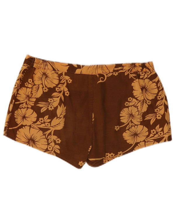 Hot Pants Feminino Vintage W32 Médio Marrom Floral