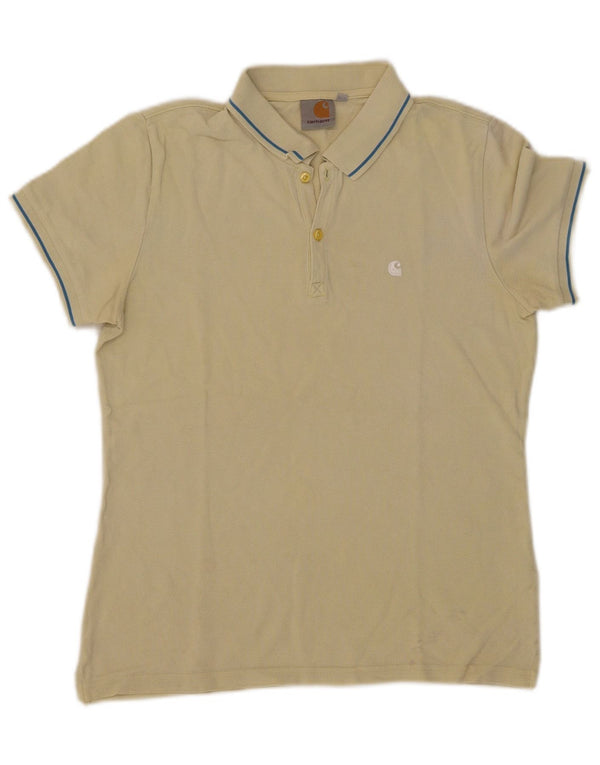 Camisa polo masculina Carhartt de algodão amarelo médio