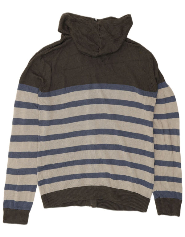 Suéter cardigã masculino com capuz Rip Curl listrado cinza médio