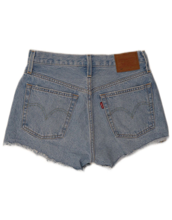 Shorts jeans feminino Levi's 501 desgastado W26 pequeno algodão azul