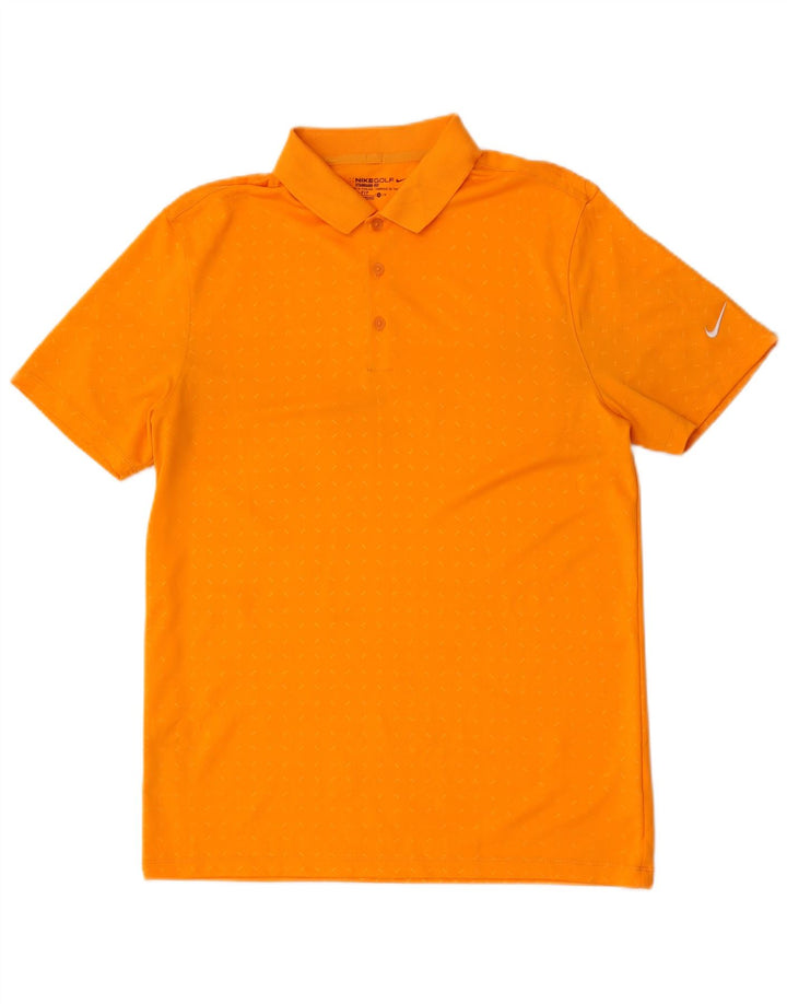 Camisa polo masculina Nike Dri Fit Standard Fit poliéster manchado laranja médio