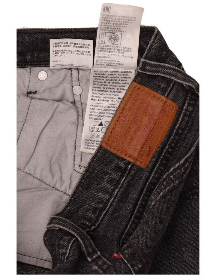 Calça jeans feminina Levi's 501 Straight W28 L28 cinza algodão