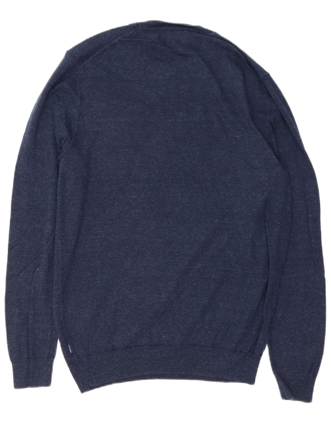 Suéter masculino SUPERDRY com gola redonda, algodão manchado azul marinho médio