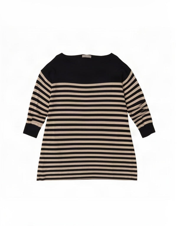 Top portfólio feminino Marks & Spencer manga 3/4 UK 18 XL azul marinho listrado