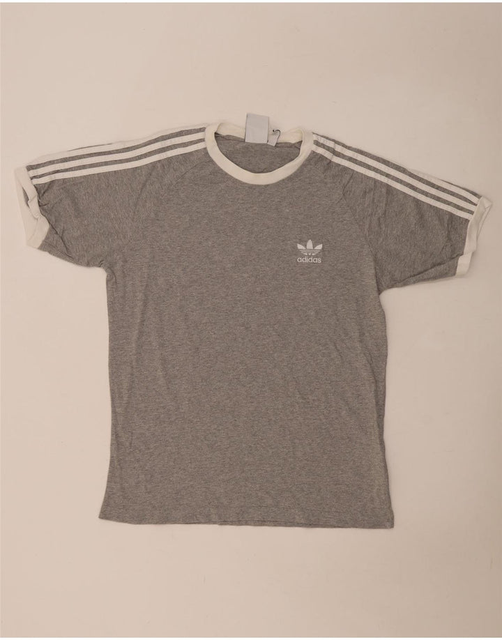 Camiseta masculina Adidas grande algodão manchado cinza