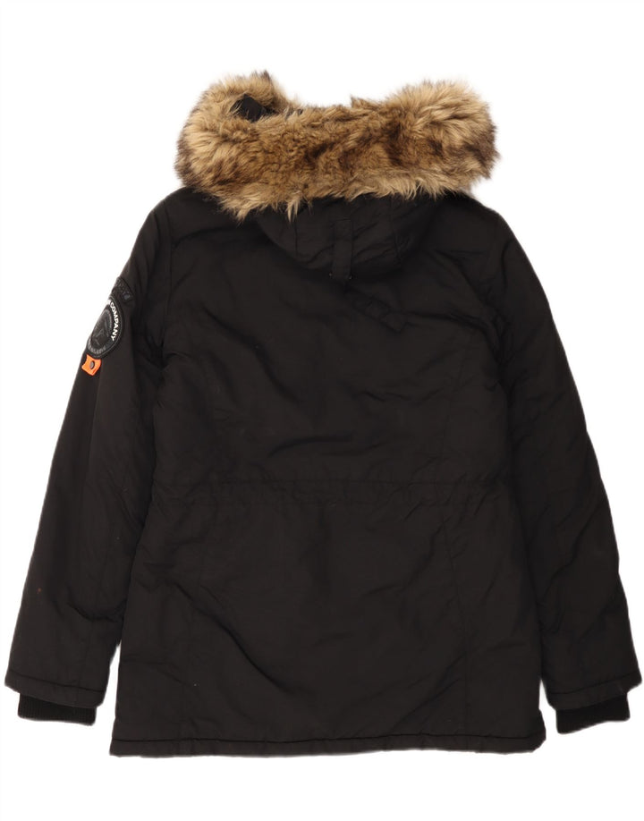 Jaqueta Parka Feminina Superdry com Capuz UK 12 Médio Preto Nylon