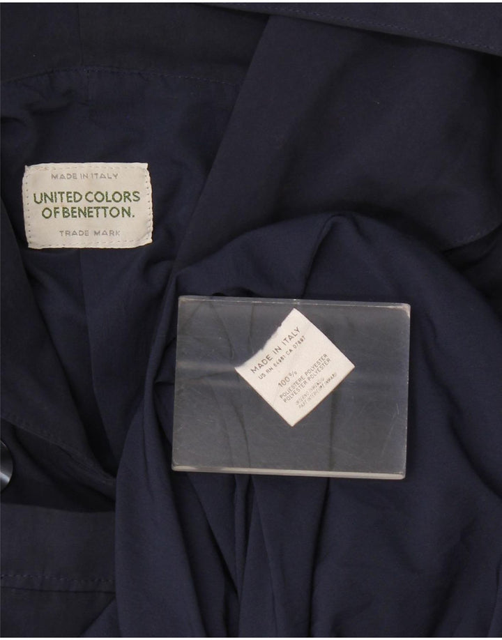 Casaco feminino Benetton com capuz oversized duplo breasted Reino Unido 18 XL azul marinho
