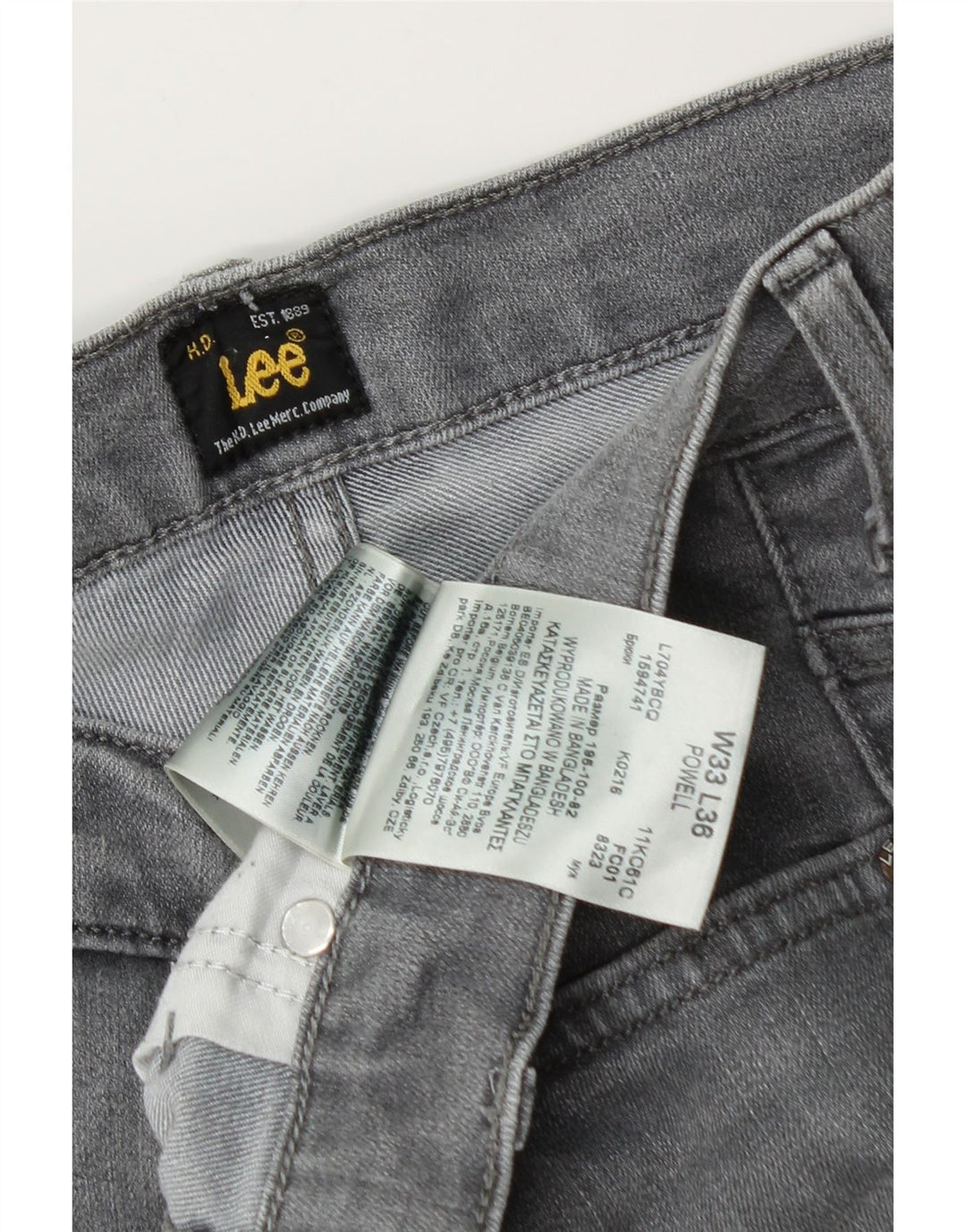 LEE Masculino Powell Slim Jeans W33 L32 Cinza Algodão