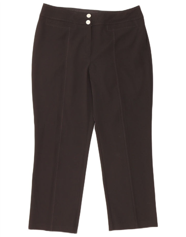 Calças cortadas femininas MARKS & SPENCER UK 12 médio W30 L24 preto