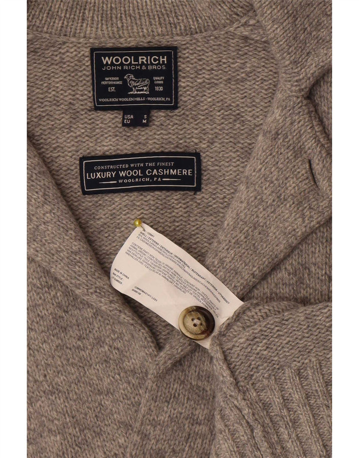 Woolrich Suéter Cardigan Masculino Lã Cinza Médio