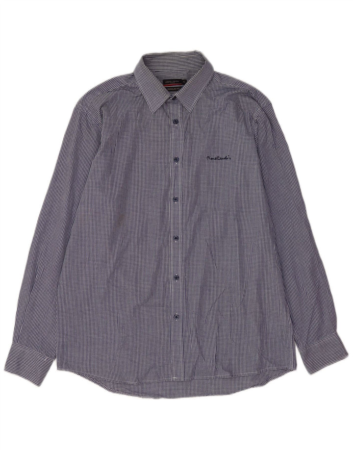 Camisa masculina Pierre Cardin Regular Fit XL azul marinho poliéster guingão