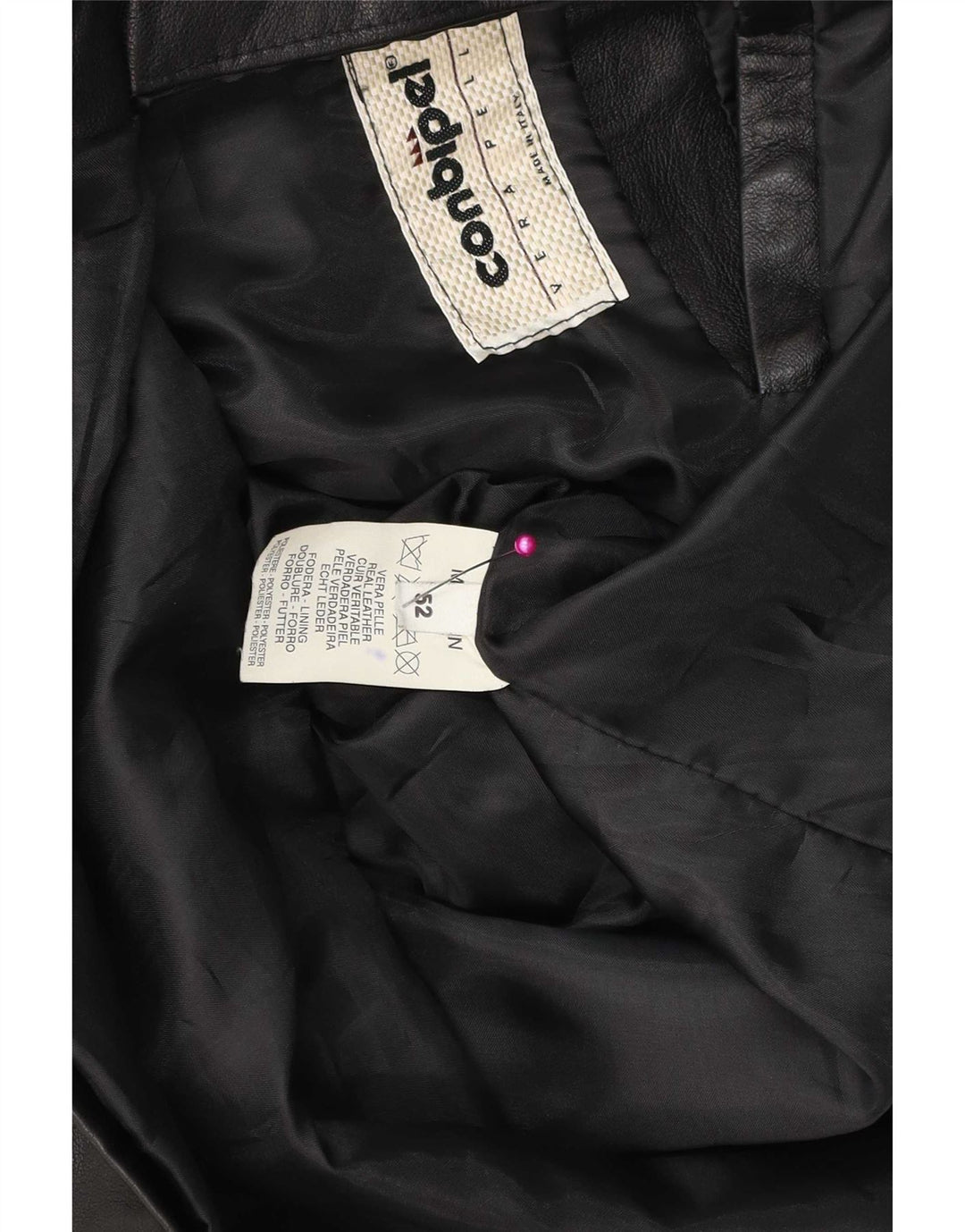 Jaqueta de couro masculina Conbipel IT 52 grande couro preto