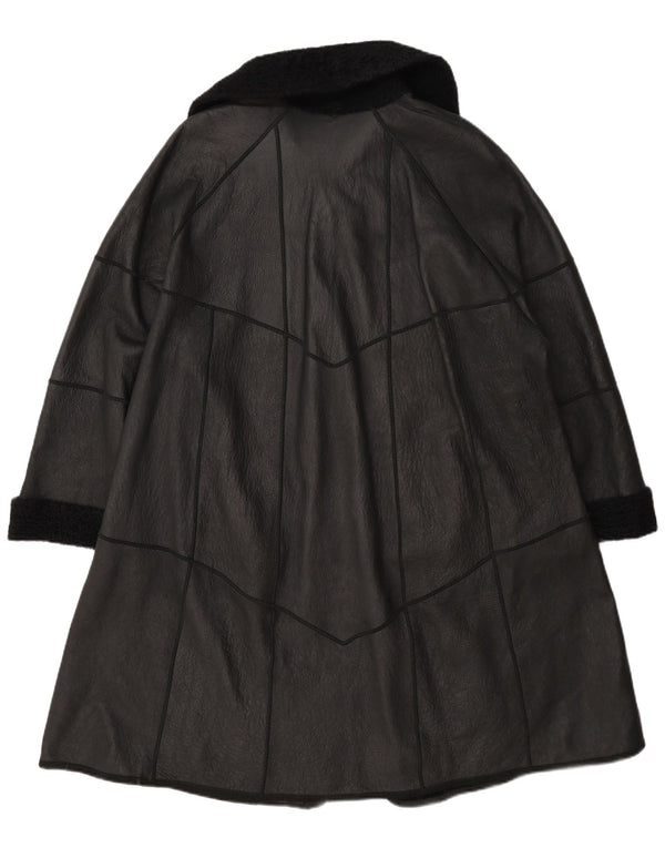 Casaco feminino vintage oversized shearling UK 12 médio preto