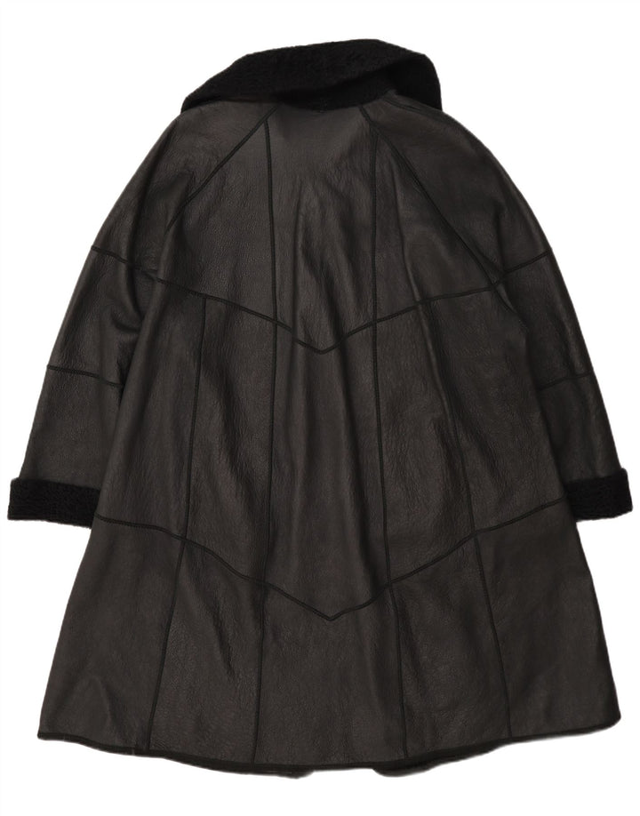 Casaco feminino vintage oversized shearling UK 12 médio preto