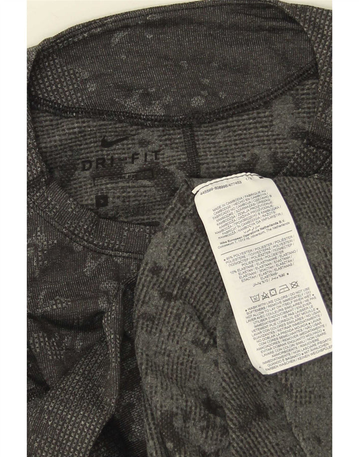 Top Nike Masculino Dri Fit Slim Fit Manga Longa Pequena Camuflagem Cinza Poliéster
