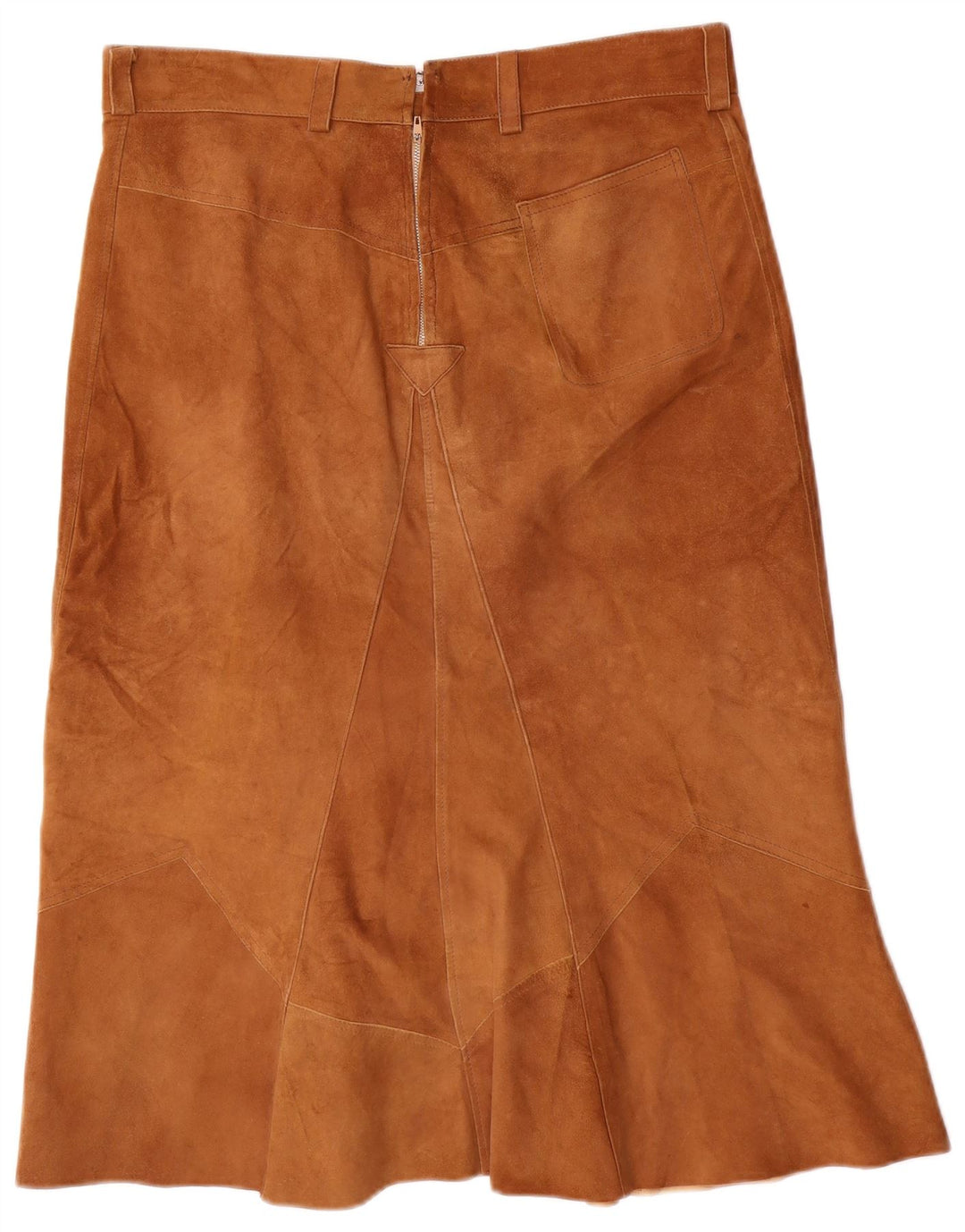 Saia feminina VINTAGE de camurça em linha A W32 grande marrom