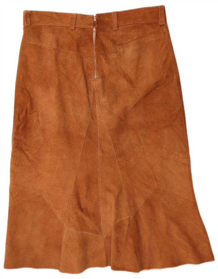 Saia feminina VINTAGE de camurça em linha A W32 grande marrom