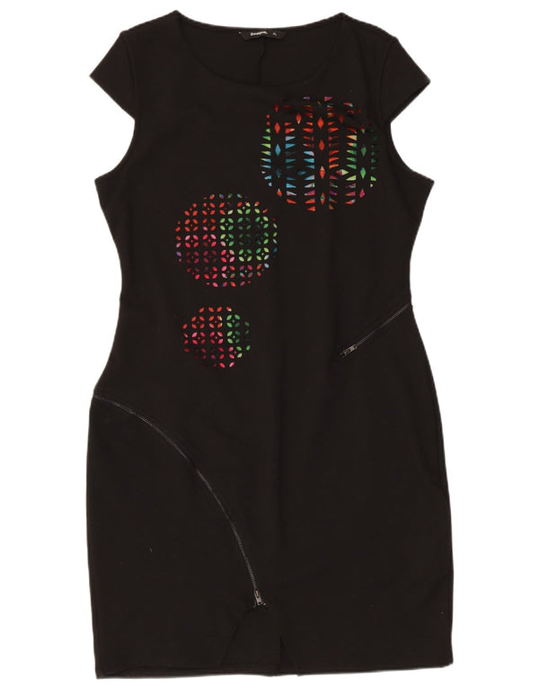 Vestido feminino Desigual com bainha gráfica UK 18 XL preto geométrico poliéster