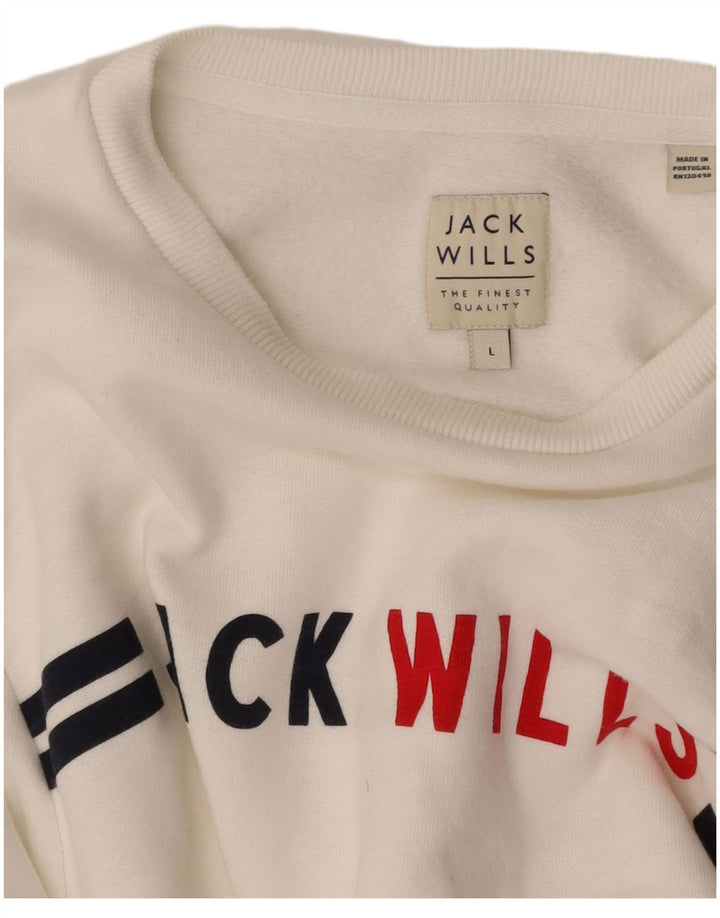 JACK WILLS moletom gráfico masculino jumper grande algodão branco