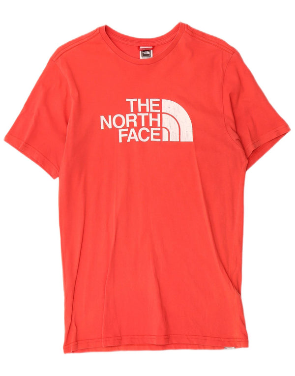 Camiseta gráfica masculina The North Face, top pequeno de algodão vermelho