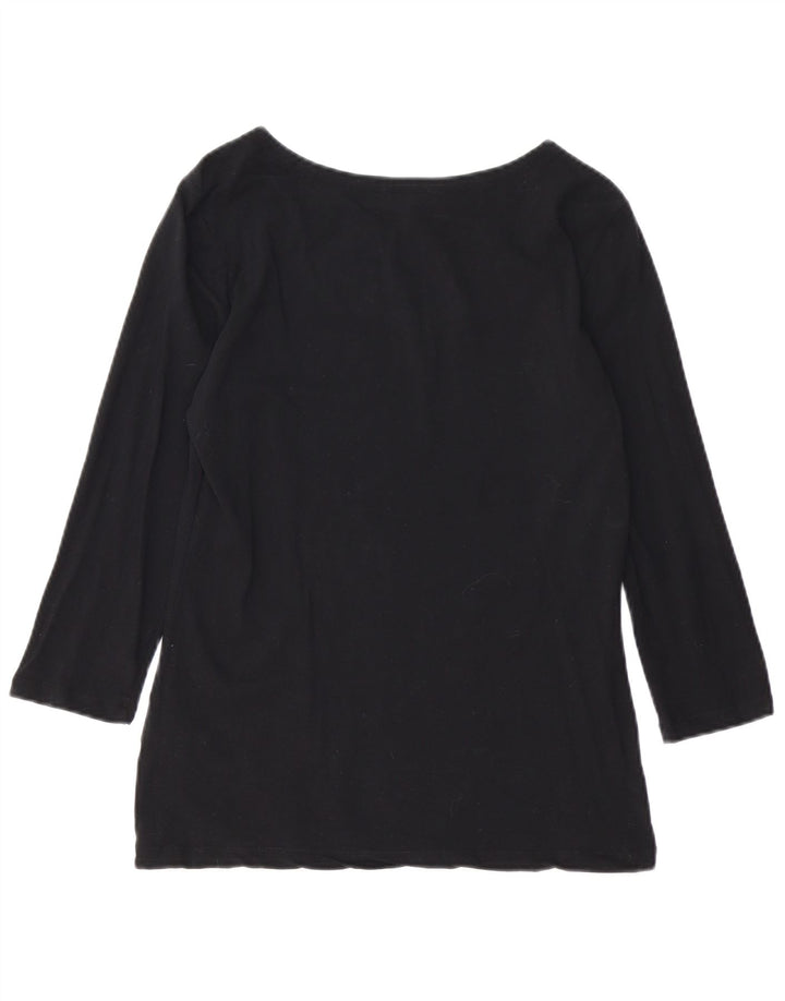 Tommy Hilfiger Top feminino manga 3/4 UK 12 médio algodão preto