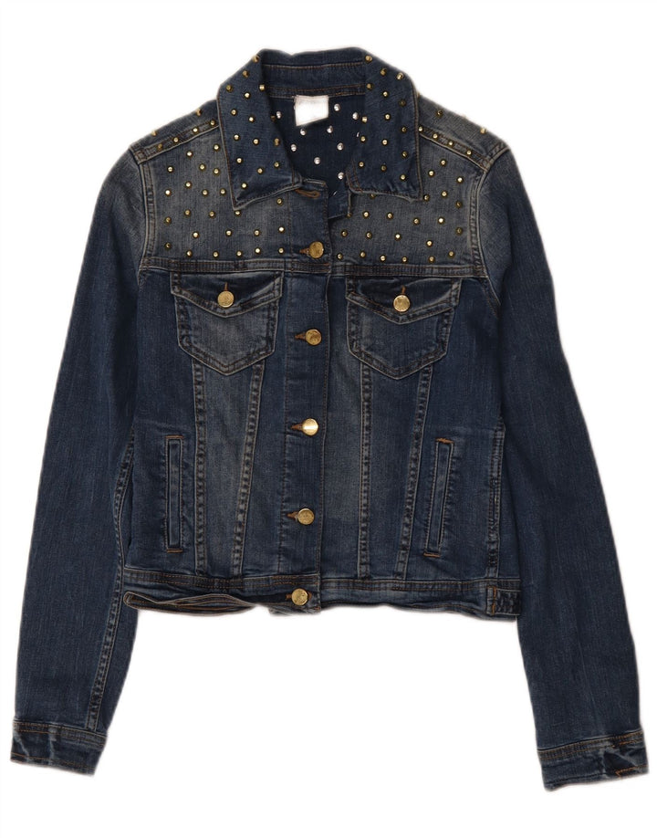 Jaqueta jeans feminina Zara UK 10 algodão azul pequeno