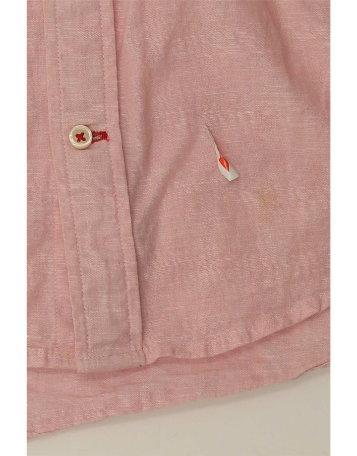 Tommy Hilfiger Camisa masculina de manga curta regular fit pequena rosa linho