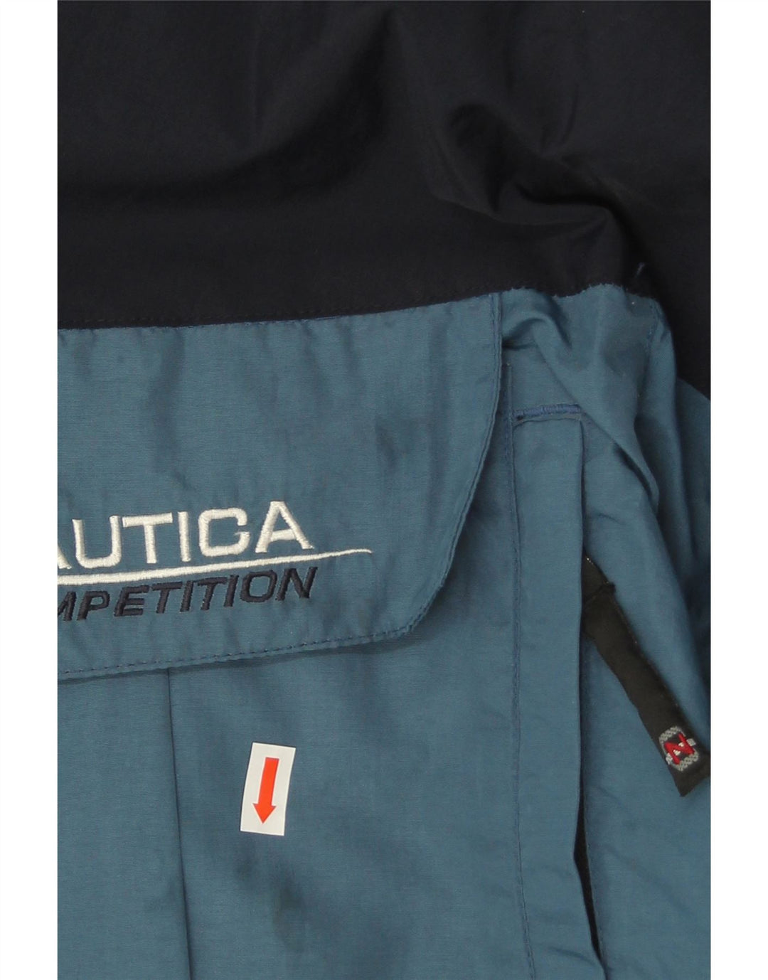 Jaqueta utilitária masculina Nautica com capuz UK 38 poliéster colorblock azul médio