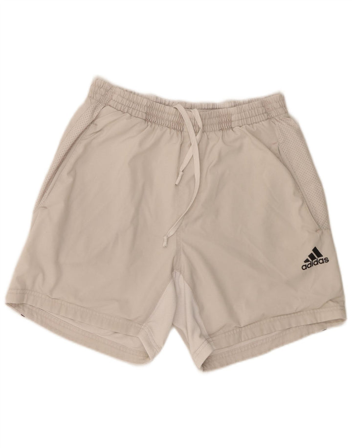 Shorts esportivos masculinos Adidas poliéster cinza médio