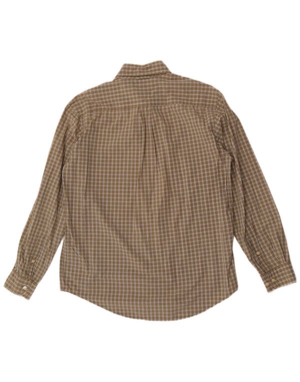 Camisa masculina Tommy Hilfiger média cáqui xadrez algodão
