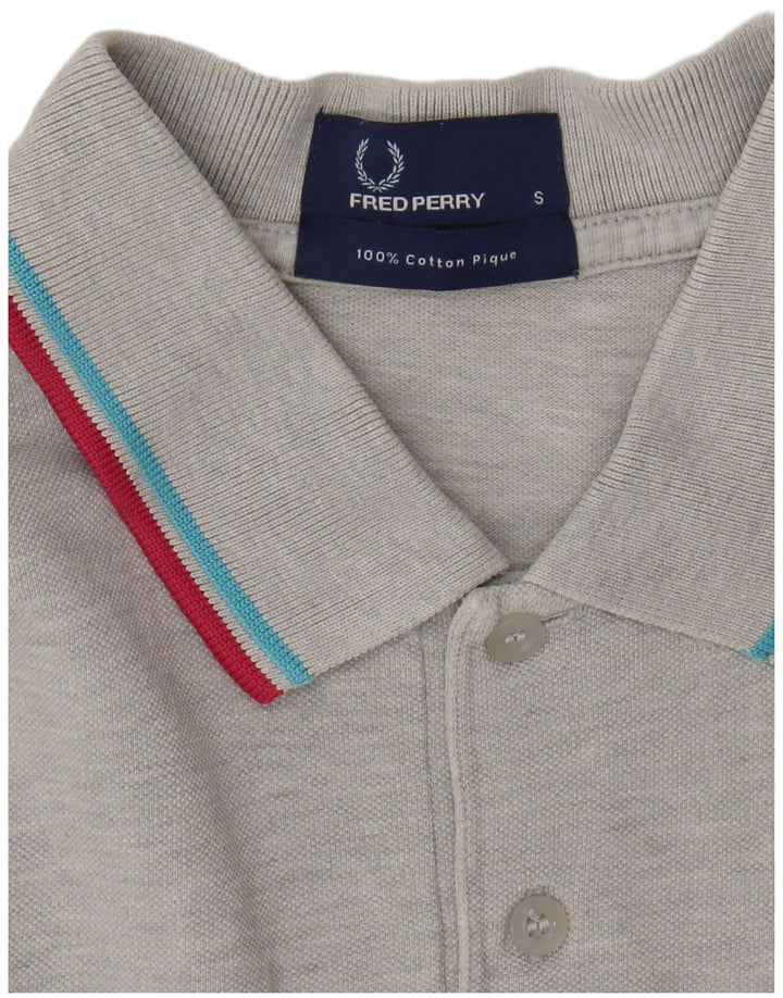 Camisa pólo masculina FRED PERRY pequena algodão cinza